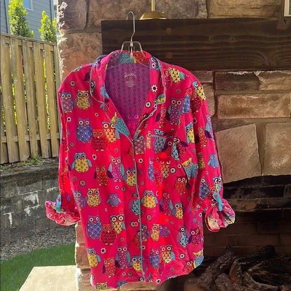 Nick & Nora Colorful Owl Print PJ Set - Picture 2 of 6